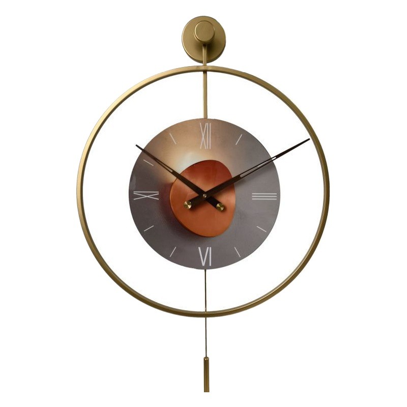 Español Luz de lujo simple pared creativa Reloj de pared hogar hierro forjado solo anillo de moda Fondo pared decoración swing reloj