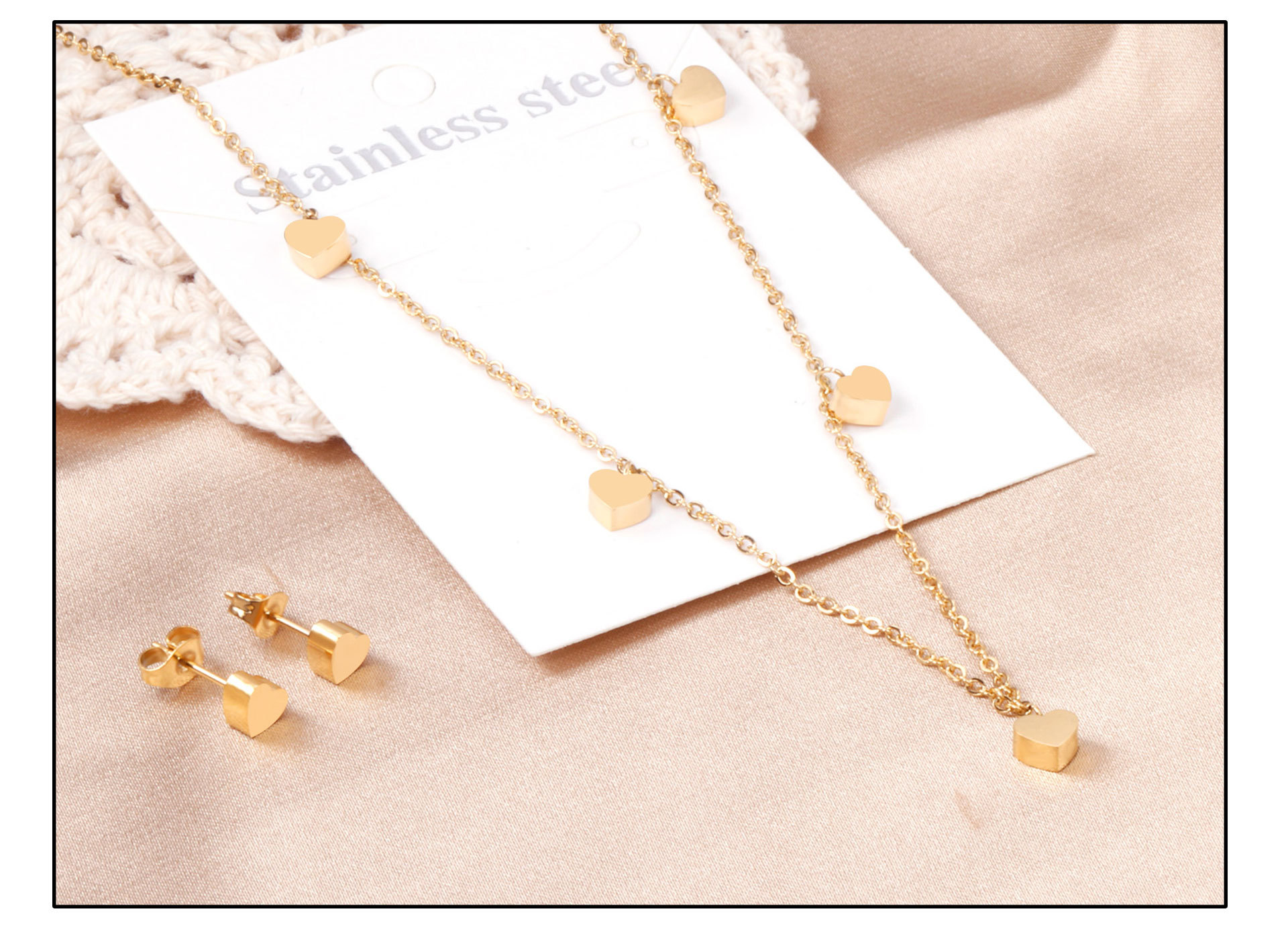 Fashion Star Moon Stainless Steel Plating Earrings Necklace 1 Set