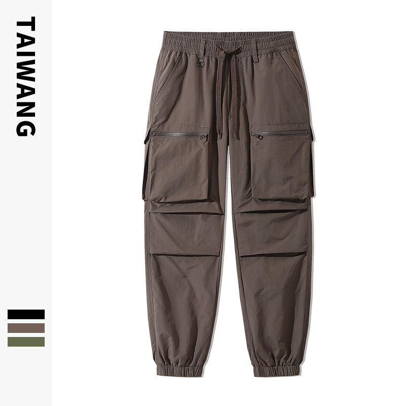 Men's Clothing Waterproof Casual Pants Loose Multi Pocket All match Cuffed Trousers_voghion.com