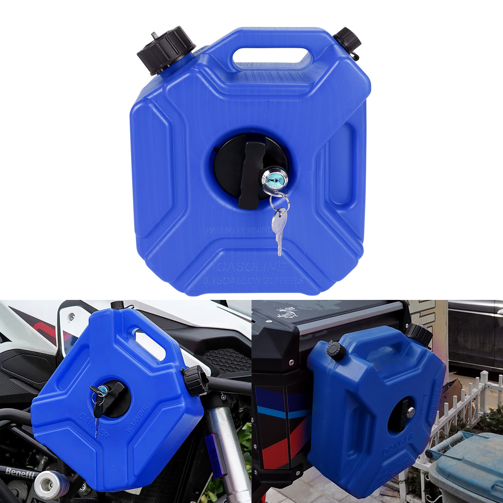 Motorcycle and Car Modification 3L Extended Spare Gasoline Oil Tank Plastic Portable Fuel Tank with Key