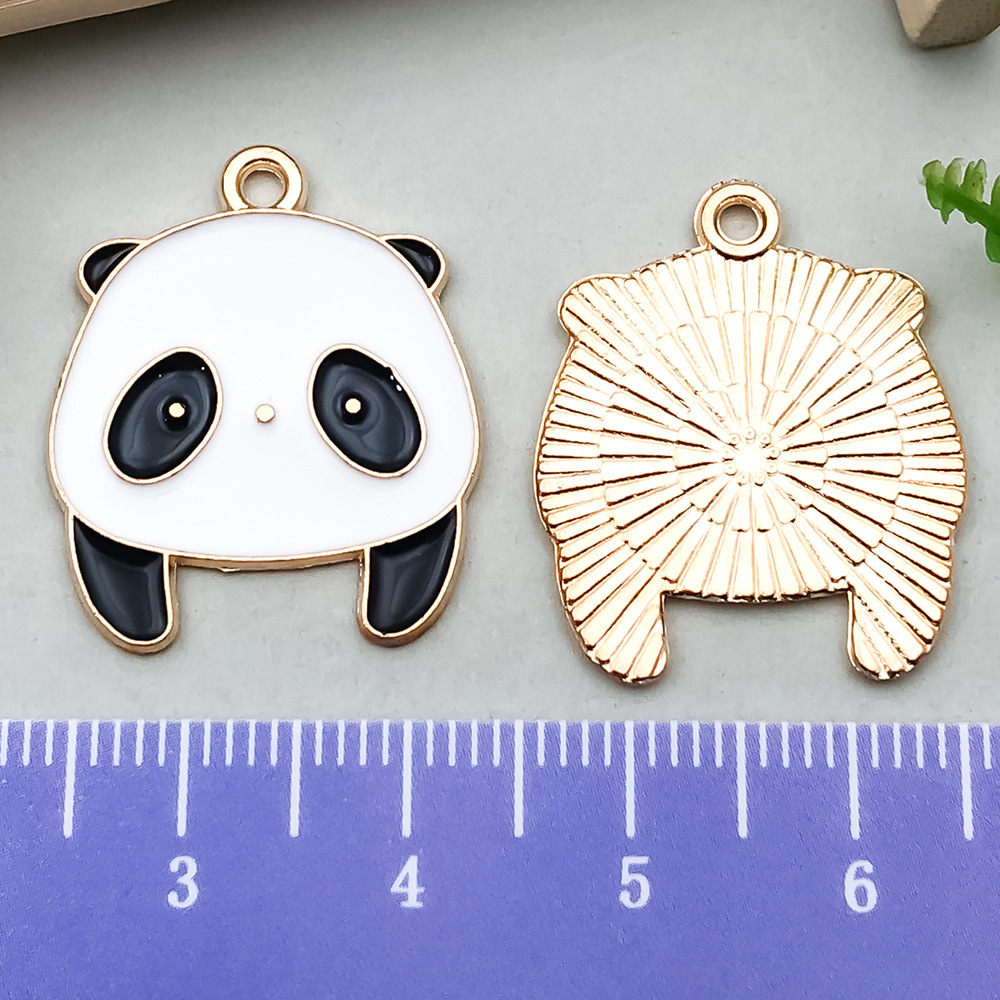 DIY dibujos animados panda bambú goteando aceite de aleación pendientes llavero animal colgante accesorios de joyería decoración de estilo chino