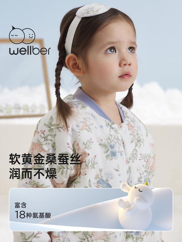 威尔贝鲁儿童睡袋2025新款秋冬保暖桑蚕丝羊毛防踢被a类抗菌保暖|undefined