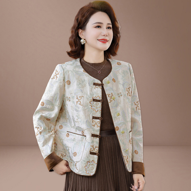 新中式妈妈上衣秋装外套2025新款中老年时尚女装春秋开衫一件代发|undefined