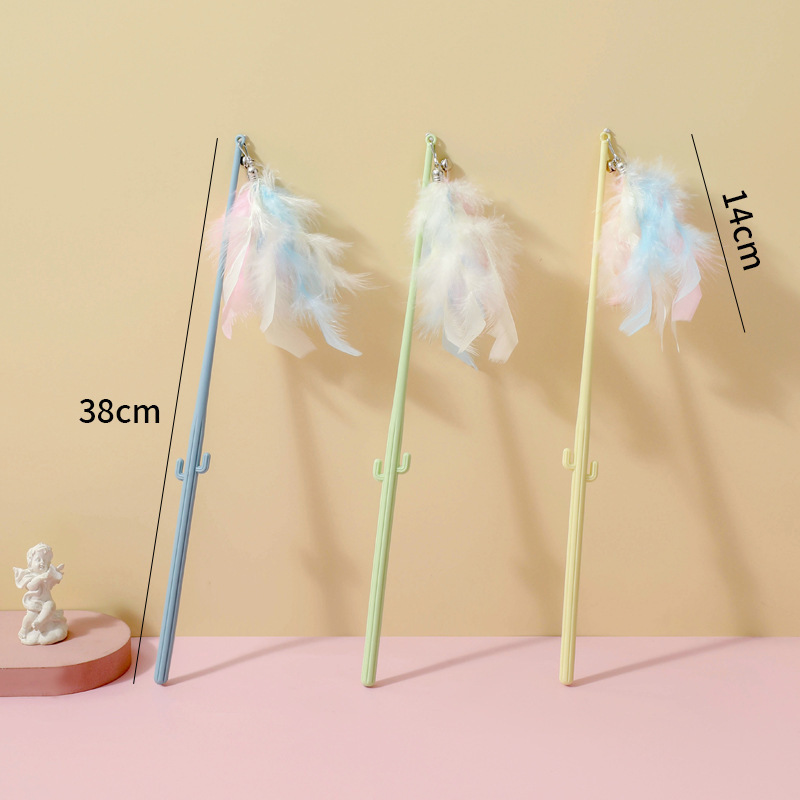New Cat Teaser Wand with Feathers and Bell, Long Handle Handheld Cat Teaser Rod, Interactive Fairy Cat Toy for Pets New Cat Teaser Wand with Feathers and Bell, Long Handle Handheld Cat Teaser Rod, Interactive Fairy Cat Toy for Pets