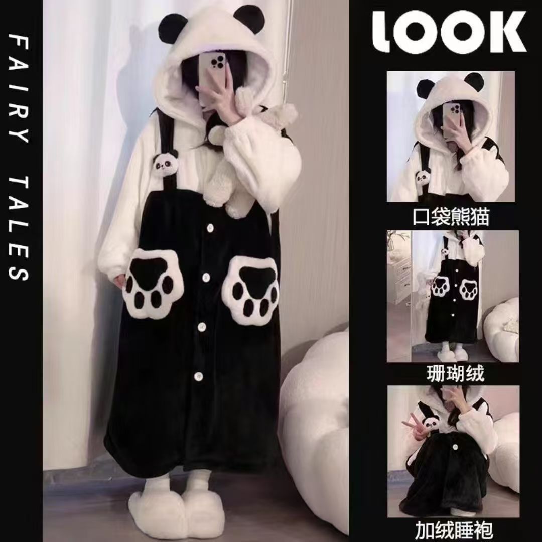 Camisón panda con tirantes gruesos