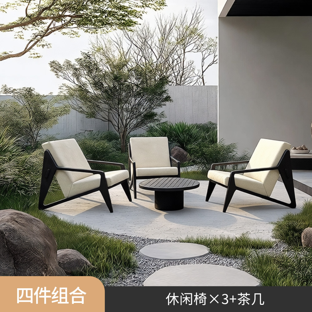Muebles al aire libre red sofá de aluminio sofá paisaje hotel club salón de recepción balcón silla relajada image 9