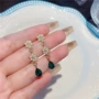 水滴法式复古祖母绿耳环
