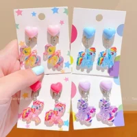 Детские зажимы для ушей My Little Pony, безболезненные силиконовые серьги без пирсинга, серьги для девочек, милый мультяшный стиль, новинка 2025 года, женский стиль