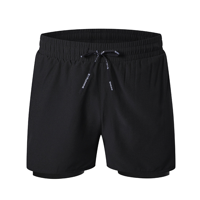 Maratón deportivo de verano para hombres corriendo pantalones cortos de secado rápido forro de doble capa para la piel entrenamiento fitness pantalones de tres puntos en stock