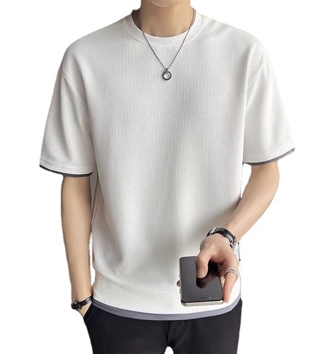 Men's Short Sleeve T-Shirt Spring and Autumn Season Trendy Brand Ins Fashion Semi Sleeve T-Shirt Loose Fit