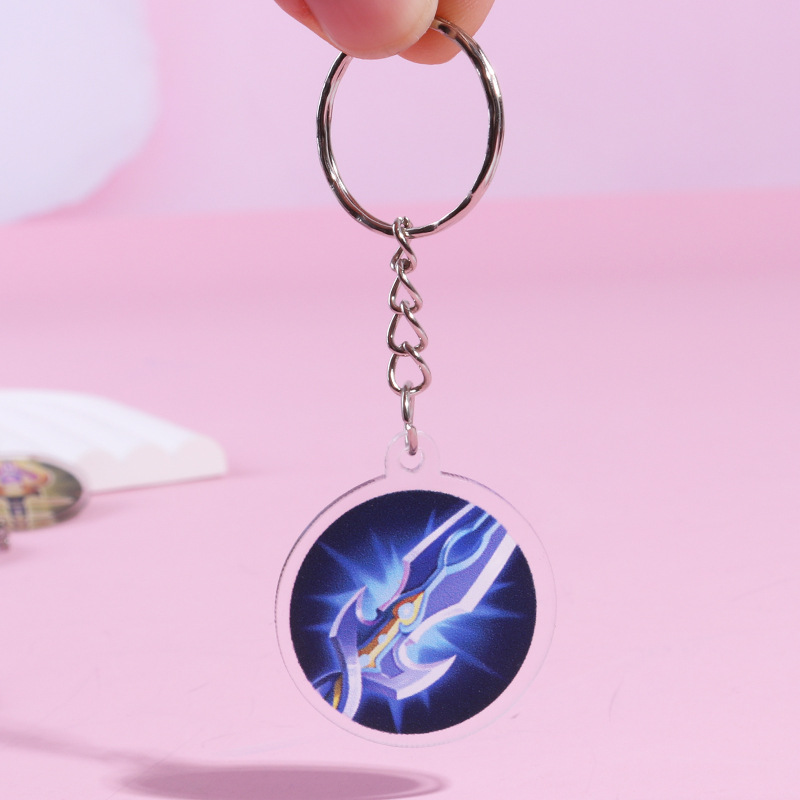 Llavero de anime de dibujos animados My World Totem King Glory Acrylic Resurrection Armor Colgante Nombre del cuchillo