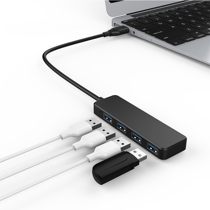 USBHUB One-Pull Quadsplitter Tipo-CUSB - Hub de extensión Negro Multi-Interfaz Multifunción