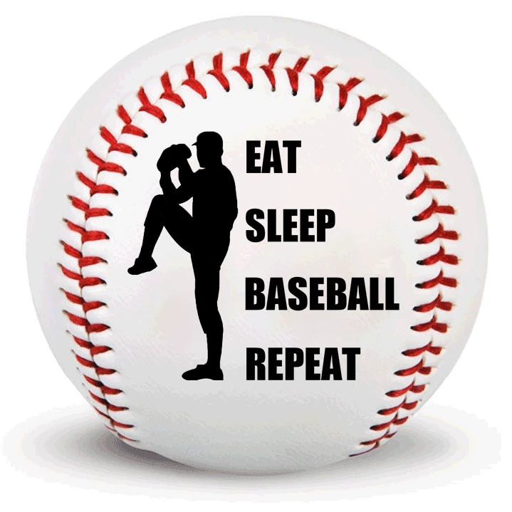 Новый бейсбол EAT SLEEP BASEBALL REPEAT Благословение подарок 9 дюймов деревянный сердечник жесткий мяч