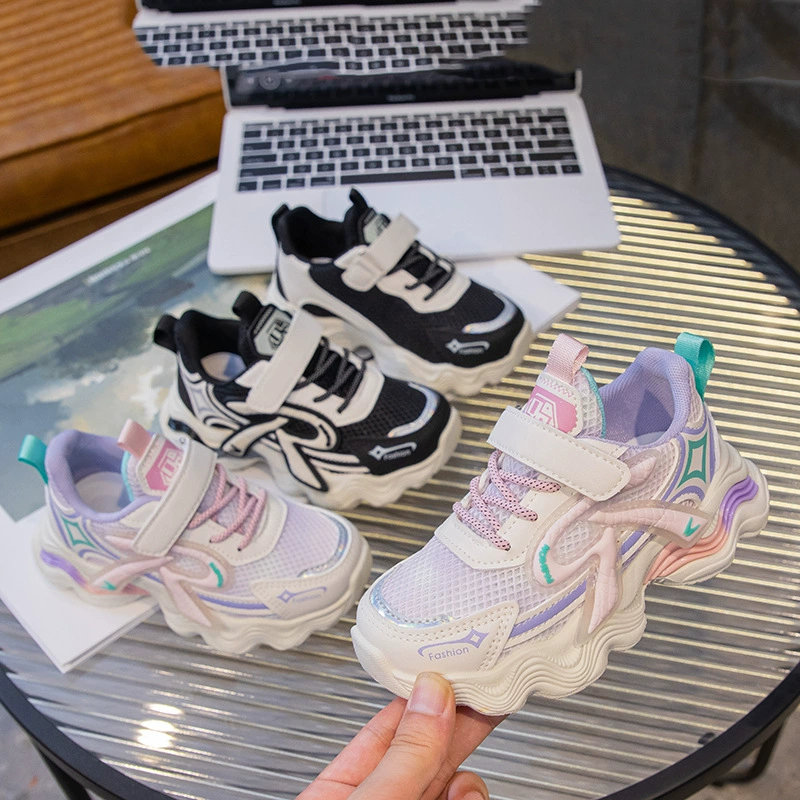 Спортивная обувь для девочек весна и осень 2024 новые дышащие детские ботинки для мальчиков