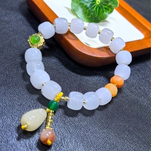 Gold silk jade Xinjiang Hotan suet white old beads men and women jade Wen play gifts live supply wholesale