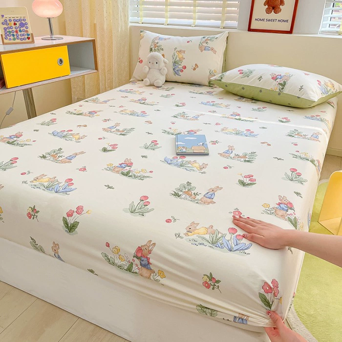 Новая хлопковая простыня с принтом, осень и зима, чистый хлопок, односпальная простыня Four Seasons, нескользящее наматрасник, все включено