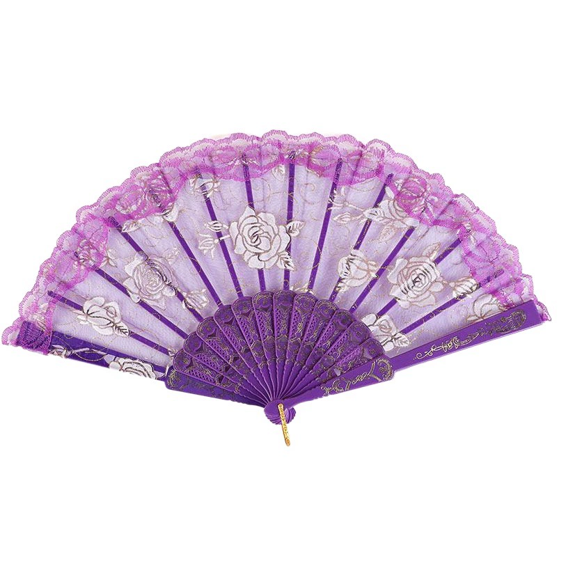 Веер с розовым кружевом складной веер пластиковый веер ханьфу в старинном стиле для танцевального танца