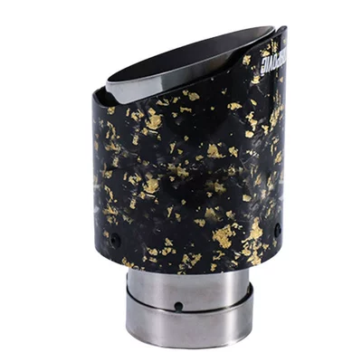 Single outlet carbon fiber stainless steel exhaust pipe tail throat muffler satin carbon fiber silver blue black (Exhaust pipe) - inner-diameter-60-89-silver-tube-gold-foil