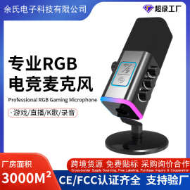 WM13跨境USB直播麦克风炫彩渐变RGB动圈游戏降噪麦克风