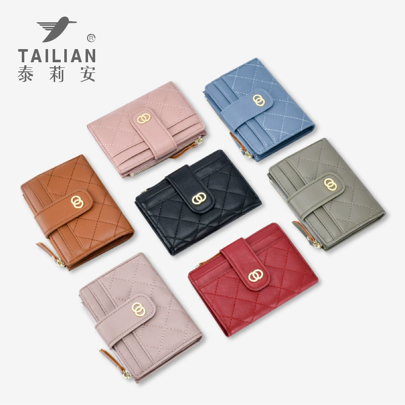 Кожаный кошелек Tailian Ms. Xiaoxiang Wind Embroidery Line Multi -пропускная карта-кукла Женский кошелек через границу Tyrian