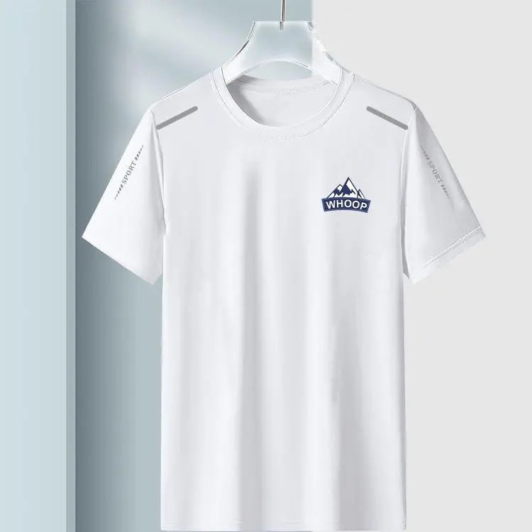 Verano nuevo estilo de moda de hielo camiseta de mangas cortas hombre deporte de mangas cortas malla transpirable tendencia versátil ropa superior