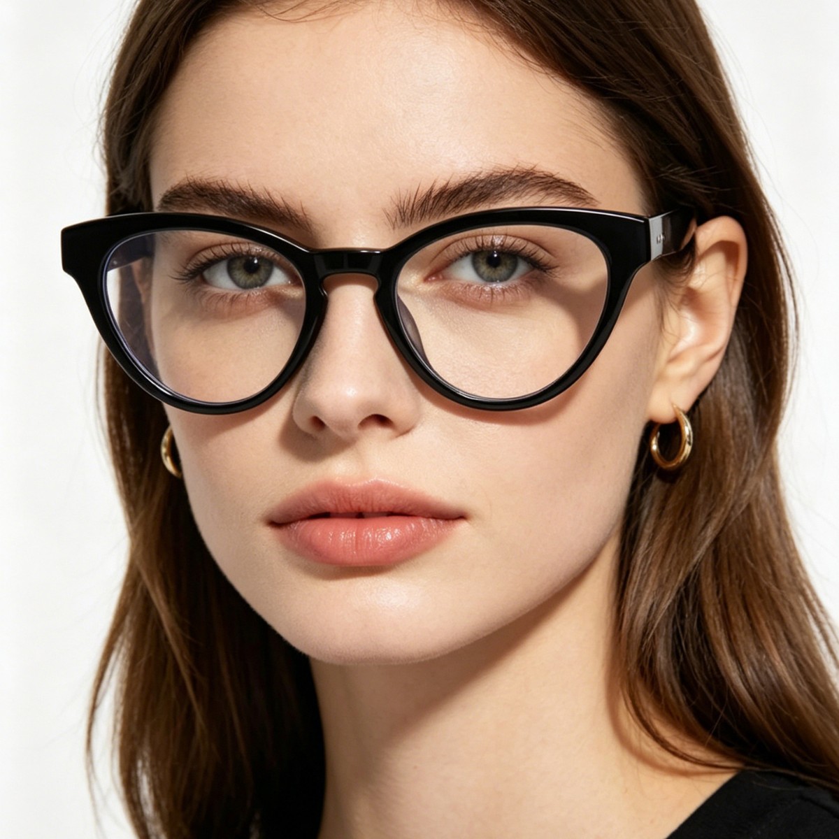 2024 nuevo ojo de gato transfronterizo a juego de colores espejo plano anti-luz azul hombres y mujeres sin maquillaje cable pequeño montura de miopía gafas