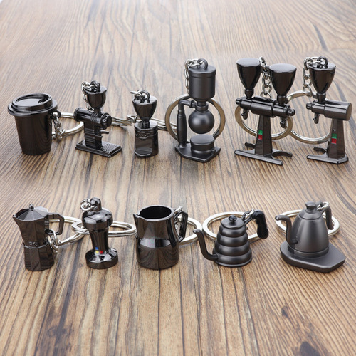Coffee keychain coffee cup keychain mini cup keychain coffee pot grinder bag small pendant