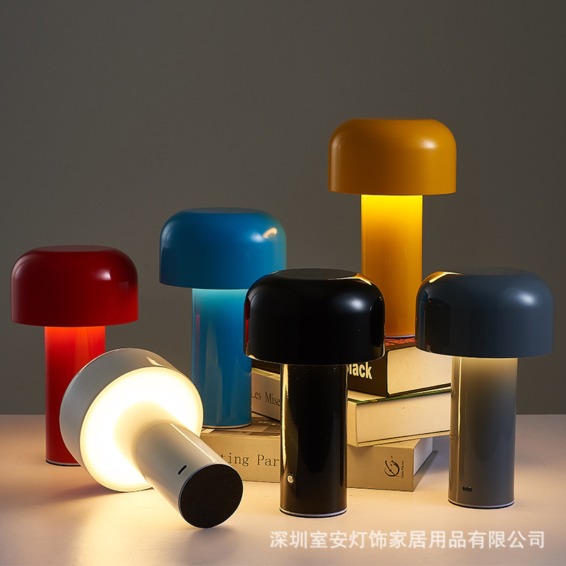 Lámpara de Mesa Pequeña con Forma de Hongo, Creativa y Popular en Internet, Recargable, con Barra Táctil, Decorativa, para Dormitorio, Luz Nocturna Ambiental