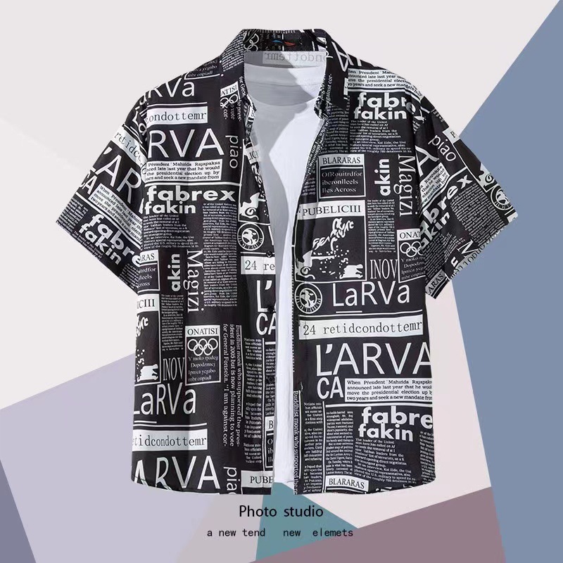 Summer Beach floral hombres y mujeres camisa delgada ins moda hawaiana transfronteriza suelta tie-dyed manga corta pareja camisa