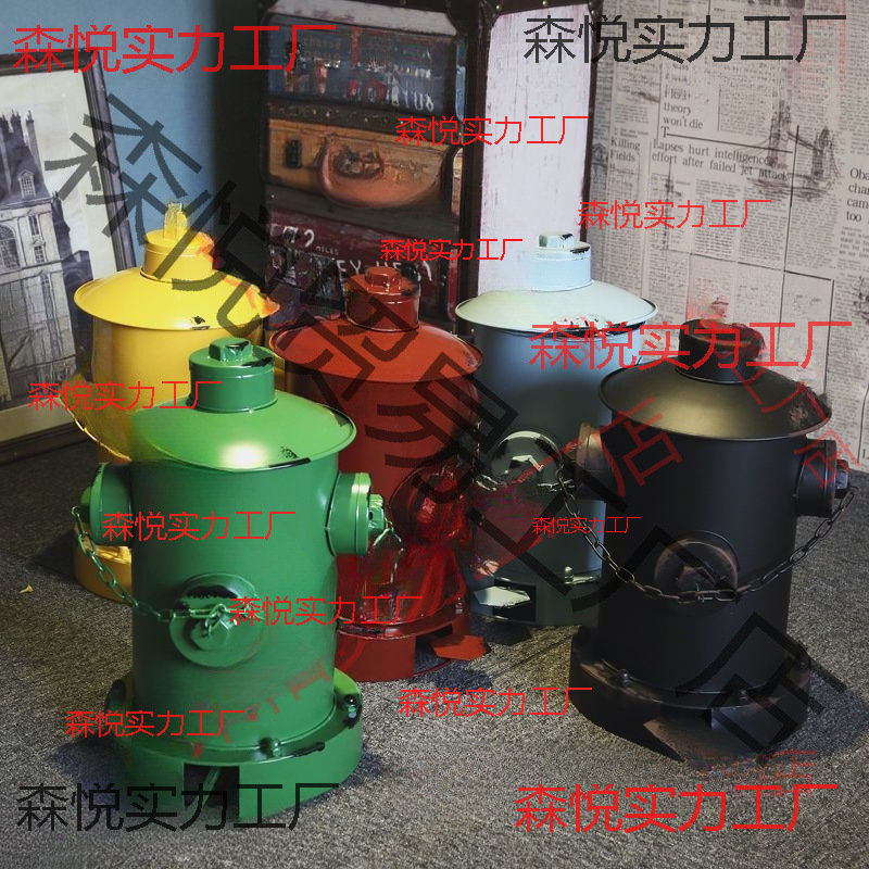 Retro Iron Industrial Style Creative Stylish Fire Hydrant Large Covered Foot-Operated Metal Trash Can Living Room Outdoor Tube
