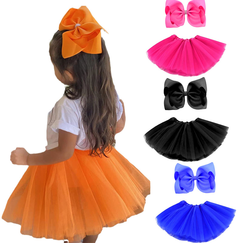 Amazon cinco capas Tutu falda niños más horquilla falda infantil traje accesorios para el cabello princesa vestido joyería caja de regalo al por mayor