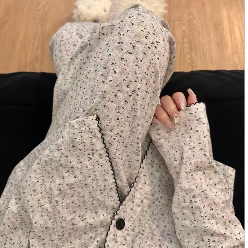Xiaohongshu Cloud Cotton Sweet Floral Dot Pajamas Women's Spring and Autumn New Loose Long Sleeves and Trousers Home Clothes