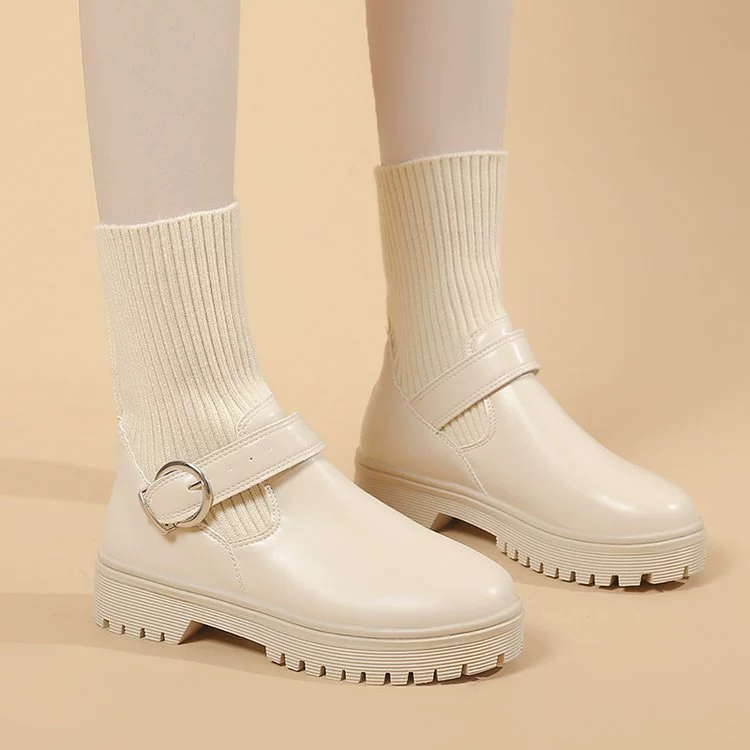 Шерстяные кожаные ботинки Martin женская одежда 2023 Зимние новые носки с пряжкой в британском стиле на толстой подошве короткие сапоги оптом