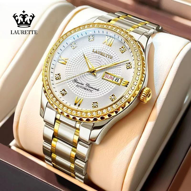 Laurit Gold Watch Luxury Fake Mechanical Watch Men's Watch Waterproof Quartz Watch Live Broadcast Foreign Trade Hot Model Dropshipping