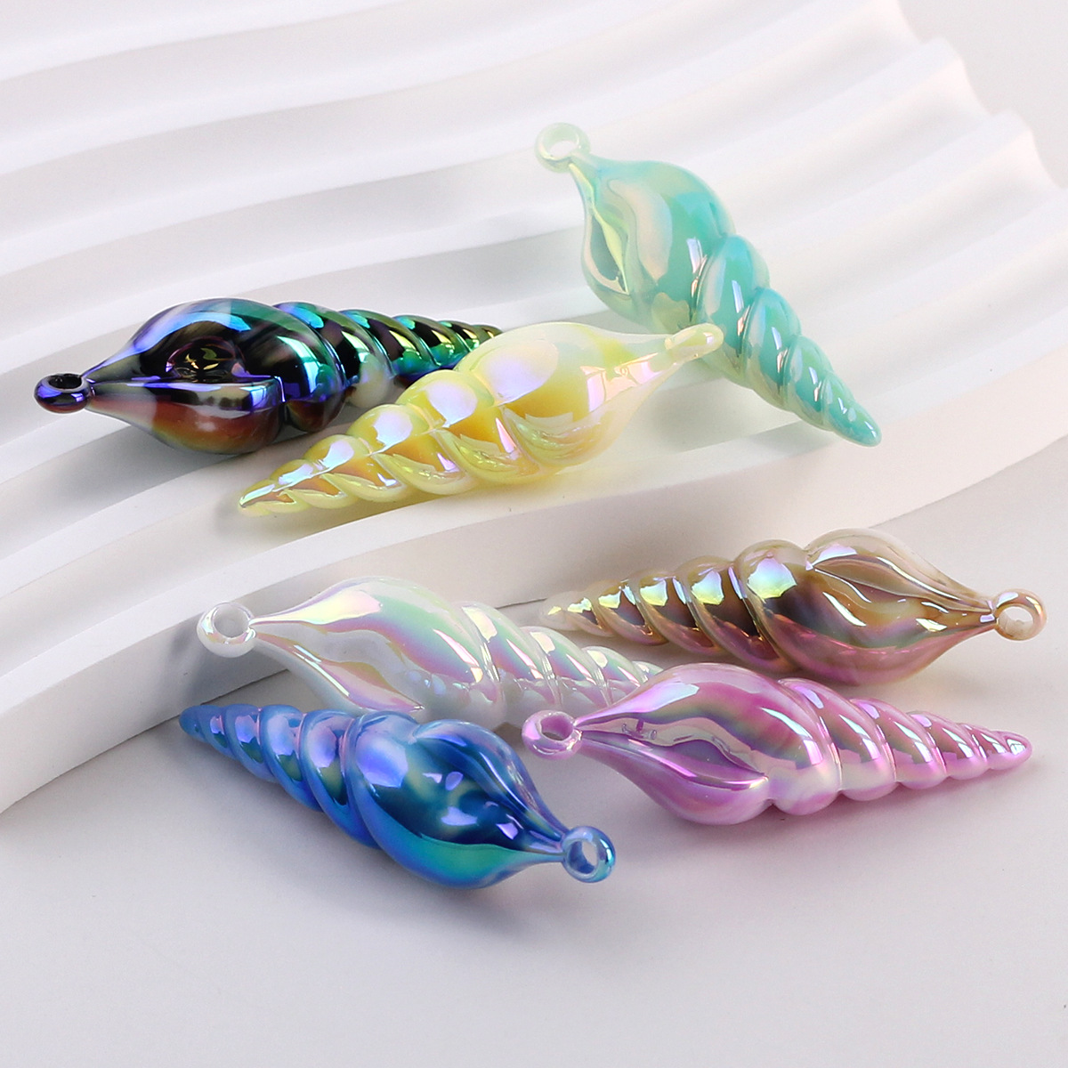 Acrylic Material Conch Pattern 1 Piece Acrylic Conch Polished Pendant Charms