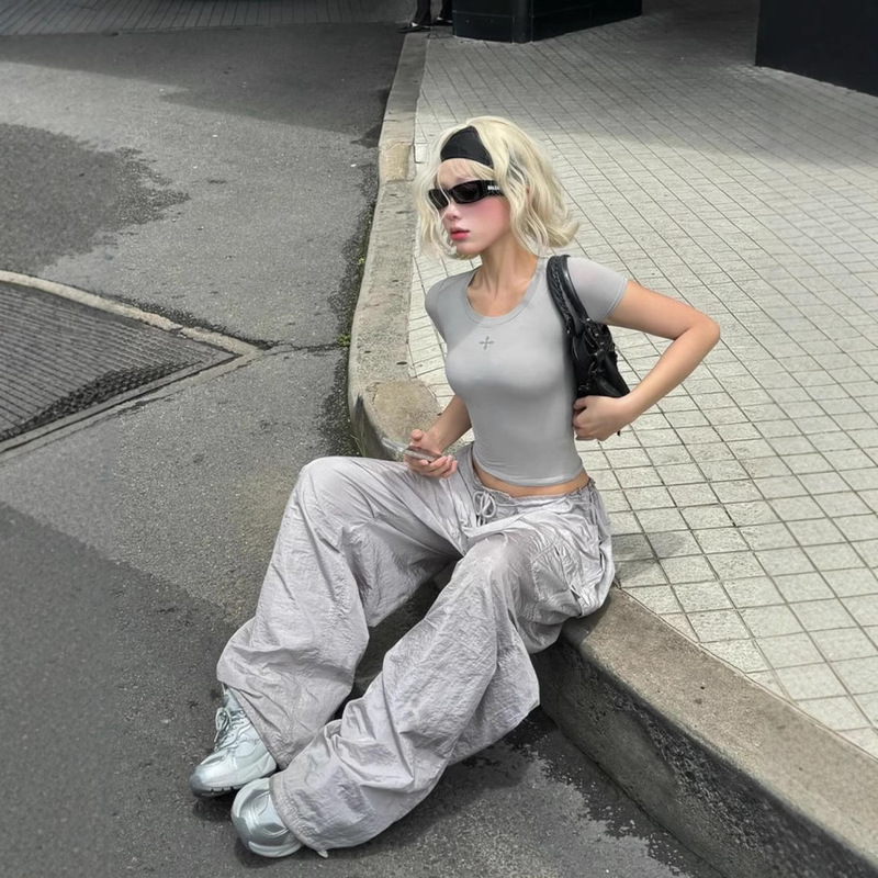 Smfk Hugs the Skin, Slimming Look Top, 2025 Summer Sexy Sexy Tight Elastic T-Shirt