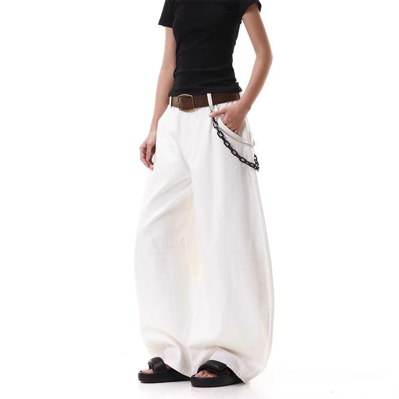 Dm Men's White Gothic Y2K Loose Jeans Harajuku Aesthetics 2000S Style Pants Men's