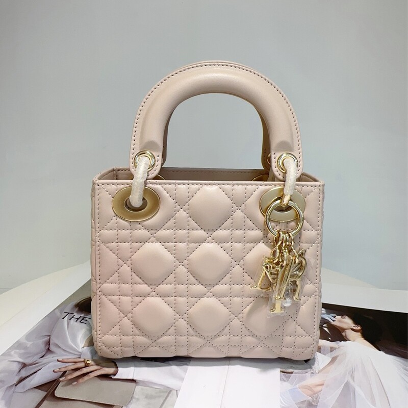 New Style Rouge Pink Diana Bag, Genuine Leather Women's Bag, High-End Fashion Shoulder Bag, Handbag, Commuter Bag