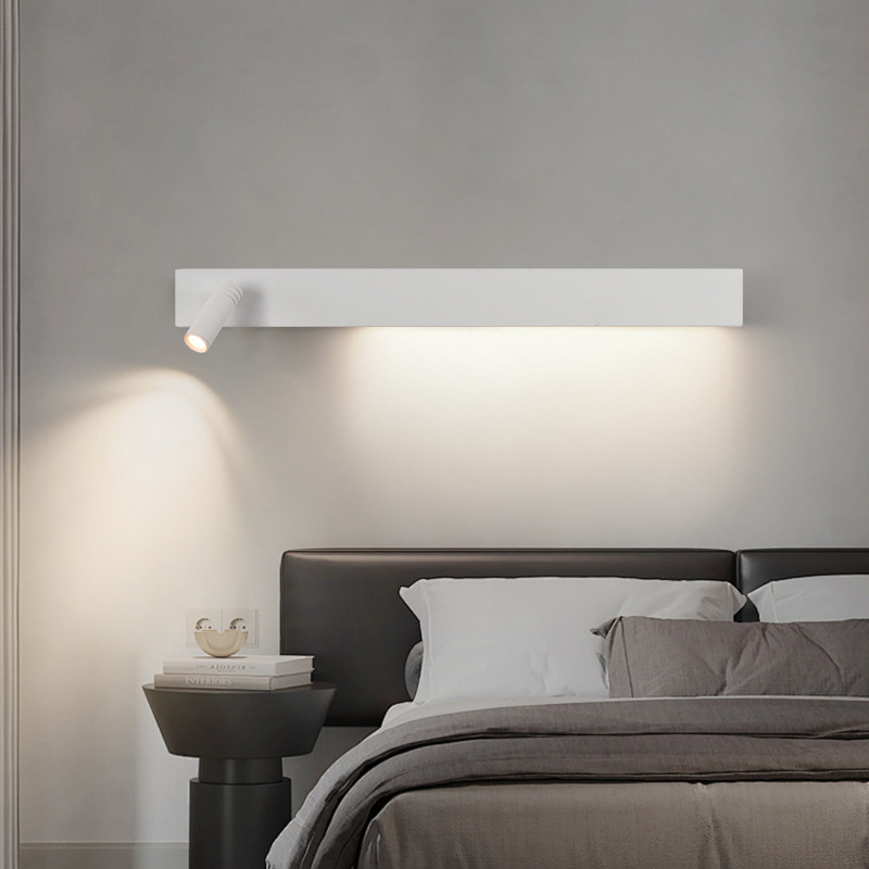 Lámpara de pared junto a la cama del dormitorio de Daguanyuan, minimalista creativo, estudio moderno, pared de fondo de lectura, lámpara larga giratoria 486
