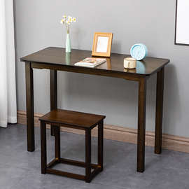 9W黑胡桃电脑桌台式家用学习写字书桌实木长方形条桌简约办公小桌