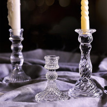 。法式北欧式复古水晶蜡烛台玻璃浪漫烛光晚餐婚庆拍摄道具INS风格