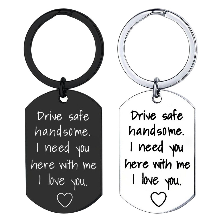 Regalo de San Valentín Drive Safe guapo. Llavero seguro del acero inoxidable del cumpleaños de la impulsión