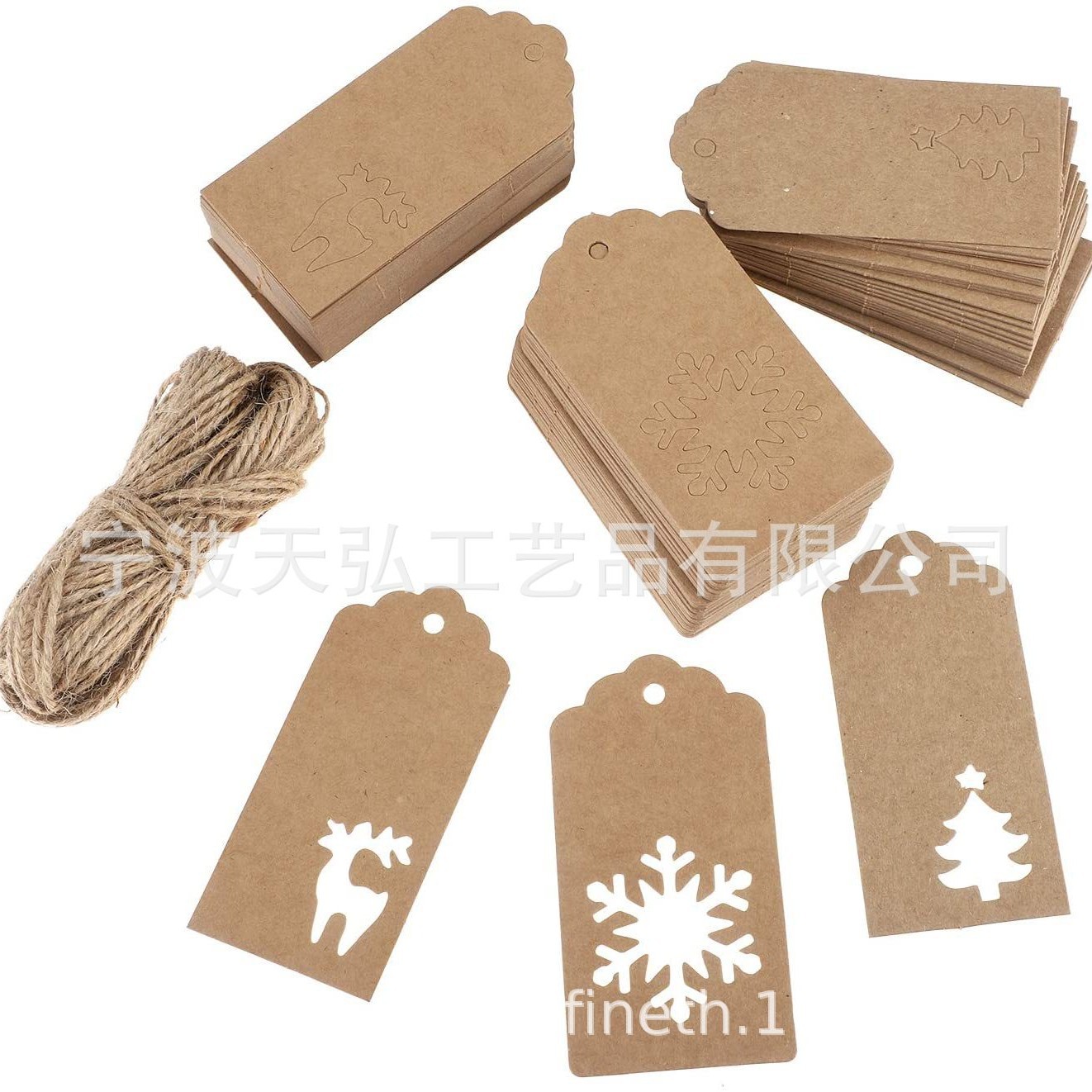 现货 圣诞组合套装  波浪头雪花麋鹿圣诞树牛皮纸吊牌 留言卡书签