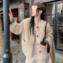 春夏新款皮毛一体獭兔毛大衣宽松短款慵懒风皮草毛毛外套