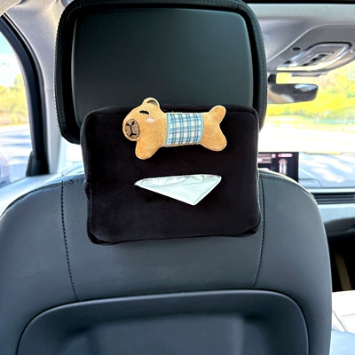 Car tissue box/set, Car Tissue Box with Cute - plush-tissue-box-black-long-capybara