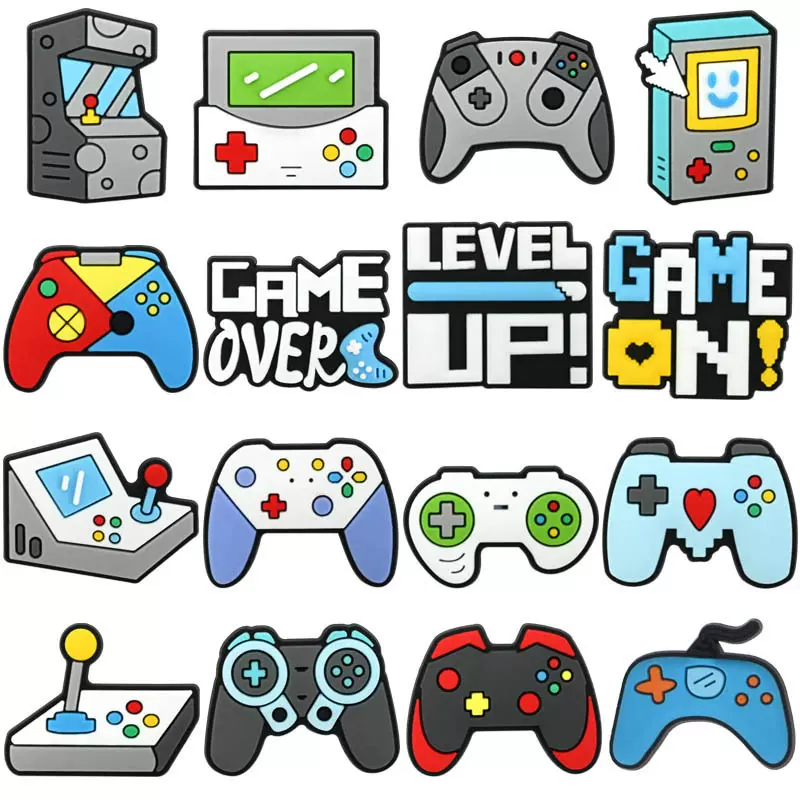 新款游戏手柄洞洞鞋鞋花鞋扣PVC软胶鞋配饰可拆卸DIY装饰扣鞋配件