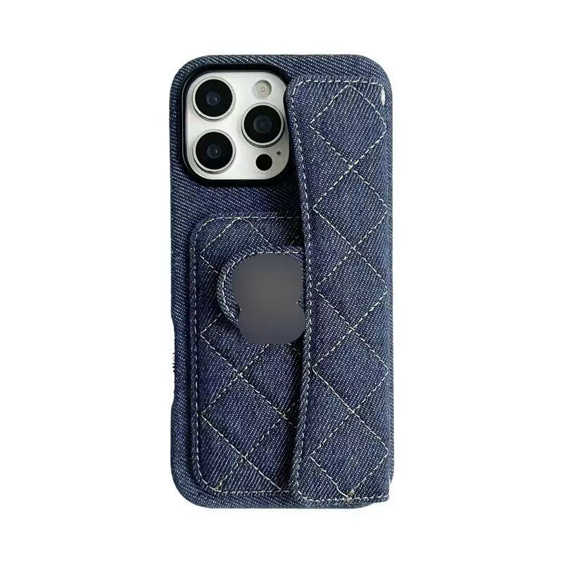 Suitable for iPhone 17 Pro Max Phone Case, New Denim Embroidered Gold Lock Card Holder Full-Cover Soft Case in Stock Suitable for iPhone 17 Pro Max Phone Case, New Denim Embroidered Gold Lock Card Holder Full-Cover Soft Case in Stock