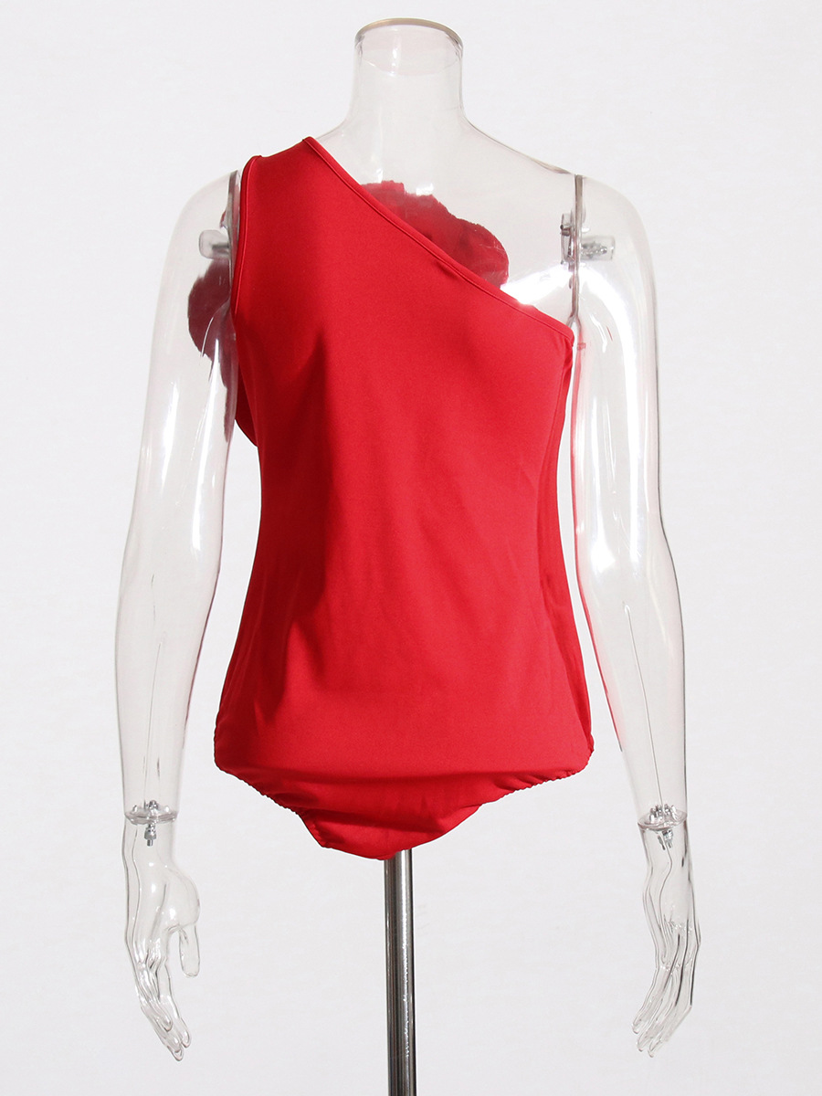 Mono de mujer sexy y moderno, estilo europeo y americano, con diseño de un solo hombro, patchwork floral tridimensional, sin mangas, color liso, novedad 2026