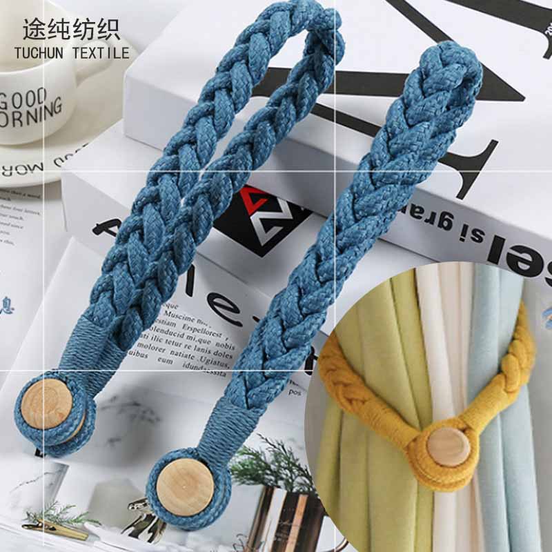 Abrazadera magnética para cortinas de madera natural y algodón_voghion.com