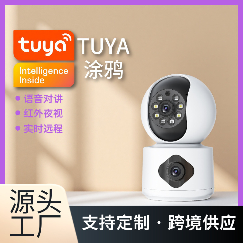 Tuya Dual-Lens Smart Wifi Camera with Dual Lens Intercom and Mobile Remote Hd Monitoring